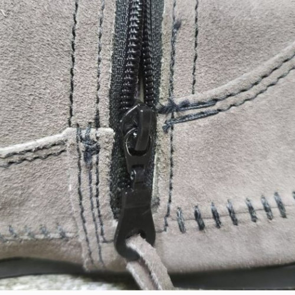 NWOT Minnetonka | 2 Layer Fringe Tassel Zip Boot | 9 | GRAY SUEDE LEATHER UNWORN - Picture 8 of 11